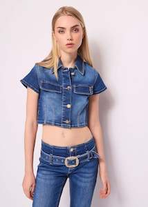 Denny Rose 1: DENNY ROSE SHORT COTTON DENIM SHIRT