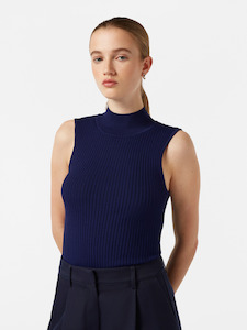Scotch Soda: SCOTCH & SODA RIBBED KNITTED TANK-NAVY
