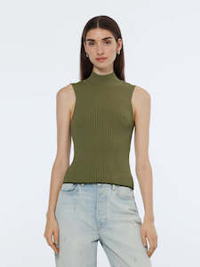 SCOTCH & SODA RIBBED KNITTED TANK-MILITARY