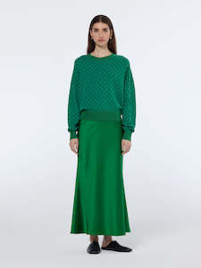 SCOTCH & SODA MIDI BIAS SKIRT-GREEN