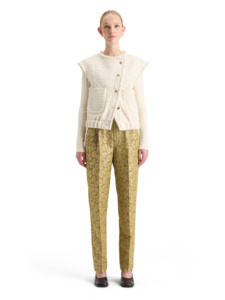 MAISON BOUCLE TWEED COLLARLESS GILET