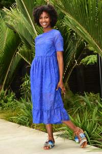 On Sale 1: COOPER PETAL TO THE METAL DRESS-COBALT