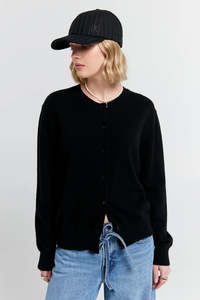 KAREN WALKER POSY CASHMERE CARDIGAN-BLACK