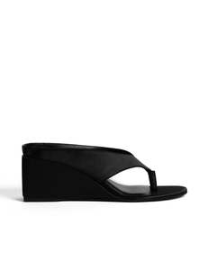 New Arrivals: LA TRIBE WEDGE THONG - BLACK SATIN