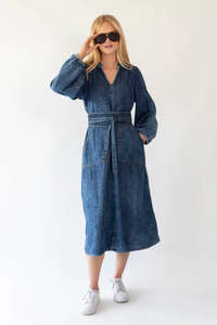 LOLLYS LAUDRY PARIS MIDI DRESS-BLUE