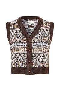 LOLLYS LAUDRY FRANCESCAL VEST-DARK MOKKA