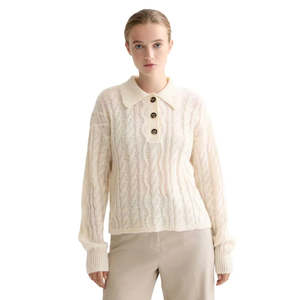 SCOTCH & SODA CABLE STITCH POLO NECK PULLOVER