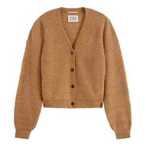 Scotch Soda: SCOTCH & SODA CORE FUZZY CARDIGAN-TOBACCO