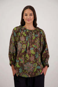 BRIARWOOD ANNABELLA TOP-BROWN FLORAL