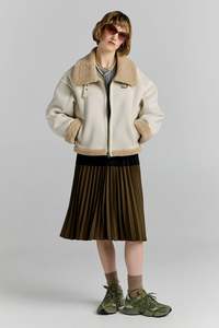 KAREN WALKER CROPPED AVIATOR JACKET-ECRU