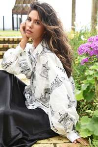 COOP LOOSE & LUXE SHIRT-WHITE & BLACK