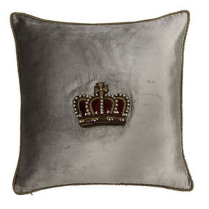 Homeware: REMBRANDT CUSHION COVER-PLATINUM W/GOLD CROWN