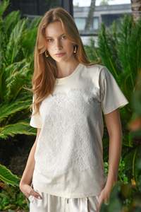 COOPER JUST TO SAVE LACE T SHIRT-CREAM