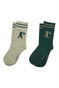 KAREN WALKER RUNAWAY GIRL SOCK-DARK GREEN/SAGE