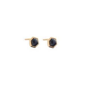 SILK & STEEL MINI HARMONY STUDS-BLACK SPINEL/GOLD
