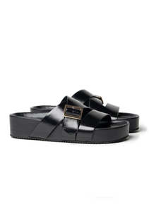 Shoes 1: LA TRIBE BUCKLE STRAP PLATFORM-BLACK