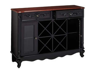 Console Tables: Wood Console Buffet Table With Wine Cabinet