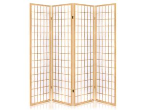 4-Panel Room Divider C M1 - Natural Wood