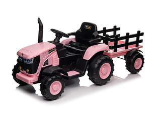 Toys: Ride On Tractor With Trailler Pink