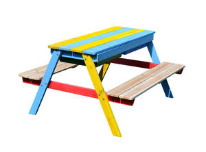 Sand Pits: Children's Wooden Sandpit Bench With Basin