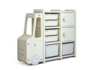 Car Shape Kids Toy Storage Shelf Set 2x3 White