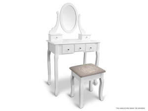Package: 5-Drawer Dressing Table Set White - 80 cm