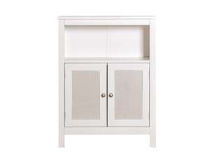 Kids Furniture: 2-Door Rattan Storage Cabinet - White