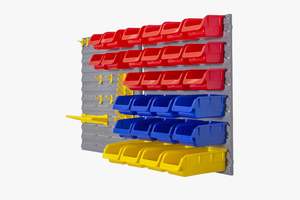 Wall Mounted Storage Bins: 44 Parts Storage Bin Rack Wall-Mounted
