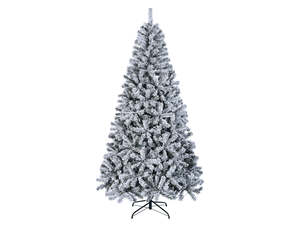 Flocked Christmas Tree with LED Lights - 6Ft/180 cm