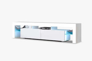 Glansig LED Entertainment Unit White - 190 cm