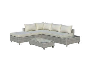 3-Piece Outdoor Sofa Set - Grey + Beige