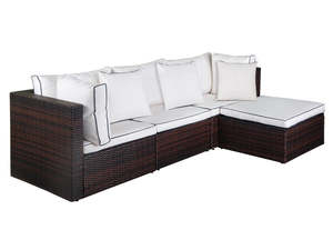 Hampton 4-Piece Outdoor Sofa Set - Brown + Cream