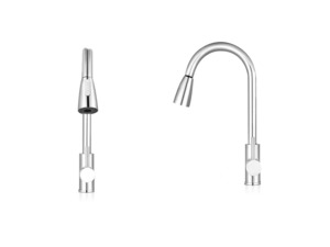 Silver Kitchen Faucet with Pull-out Spray