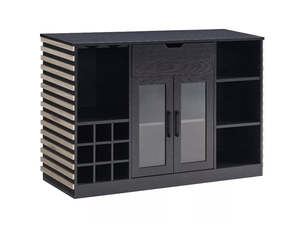 Buffet Sideboards: Modern Wine Cabinet with Slat Design - White