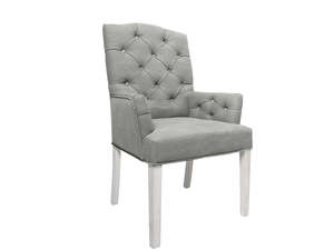 Occasional Chairs: Linen Dining Armchair Grey