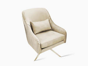 Occasional Chairs: Velvet Swivel Accent Chair - Beige