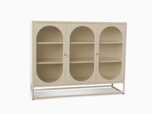 Storage Cabinets Bookshelves: Lonna Steel 3-Door Display Cabinet - Butter Cream
