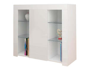 Storage Cabinets Bookshelves: Anshos Side Cabinet with LED Light - White