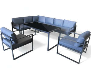 Outdoor Sale: 5-Piece Outdoor Corner Sofa Set - Black + Grey