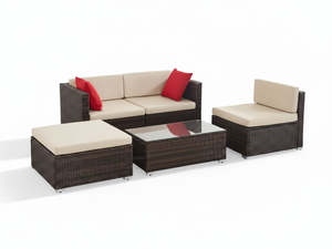 Outdoor Sale: Caelan 5-Piece Outdoor Set - Brown + Beige