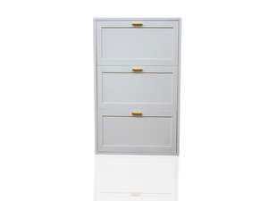 Shoe Cabinets: DS Lonna Steel 3-Layer Shoe Cabinet - White