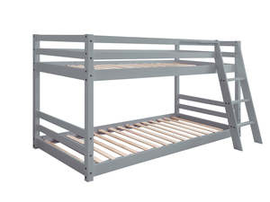 Pre Order: DS Polli Grey Bunk Bed with 10cm Bonnell Mattress Combo