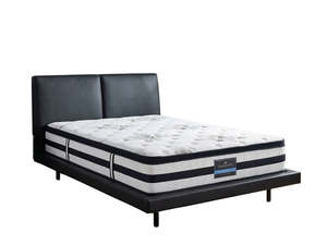 Zyber Test Discounted: Priscilla PU Bed Frame Black & K34 Mattress - Queen