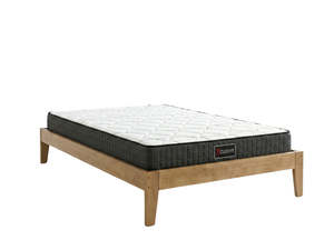 Zyber Test Discounted: Sovo Bed Frame Oak & Xclusive Pocket Spring Mattress X20 - King Single