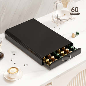 Kiwi Disable List: DS BS Coffee Capsule Drawer Organizer Steel Pod Storage for 60 Nespresso Capsule