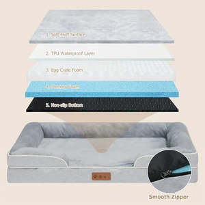 DS BS Orthopedic Memory Foam Dog Bed with Bolster Sides - XL