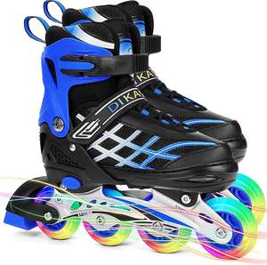 DS BS Kids Adjustable Inline Skates with Light Up Wheels Size33-37 Blue