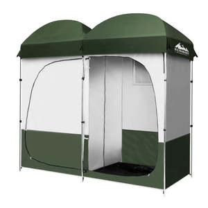 Gazebo Shade: Double Camping Shower Toilet Tent Outdoor Portable Change Room Green