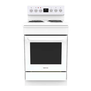 T Parmco FREESTANDING STOVE 60CM WHITE RADIANT 4FUNCTION