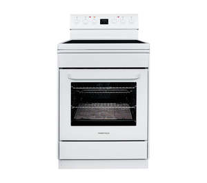 T Parmco FREESTANDING STOVE 60CM WHITE CERAMIC 8FUNCTION